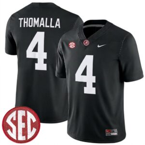 Jett Thomalla Alabama Crimson Tide Football Black Game Jersey w/ SEC Patch - All Stitched