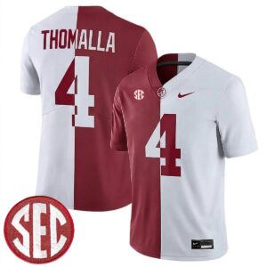 Jett Thomalla Alabama Crimson Tide Football Alternate Crimson White Split Limited Jersey w/ SEC Patch - All Stitched