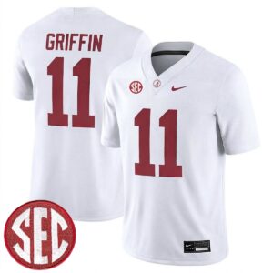 Xavier Griffin Alabama Crimson Tide Football White Game Jersey w/ SEC Patch - All Stitched