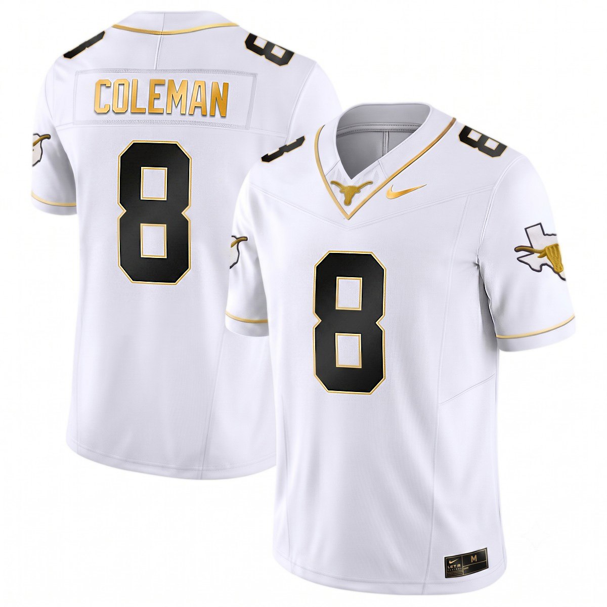 Cam Coleman Texas Longhorns Football White Gold Limited Jersey - All Stitched
