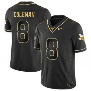 Cam Coleman Texas Longhorns Football Black Gold Jersey - All Stitched