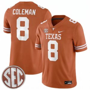Cam Coleman Texas Longhorns Football Orange Game Jersey w/ SEC Patch - All Stitched