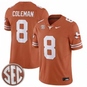 Cam Coleman Texas Longhorns Football Orange Limited Jersey w/ SEC Patch - All Stitched