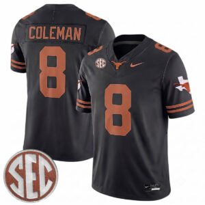 Cam Coleman Texas Longhorns Football Black Limited Jersey w/ SEC Patch - All Stitched
