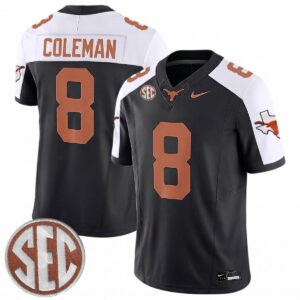 Cam Coleman Texas Longhorns Football Alternate Black Limited Jersey w/ SEC Patch - All Stitched