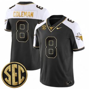 Cam Coleman Texas Longhorns Football Alternate Black Gold Limited Jersey w/ SEC Patch - All Stitched