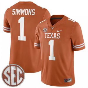 Colin Simmons Texas Longhorns Football Orange Game Jersey w/ SEC Patch - All Stitched