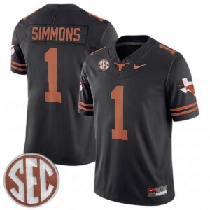 Colin Simmons Texas Longhorns Football Black Limited Jersey w/ SEC Patch - All Stitched