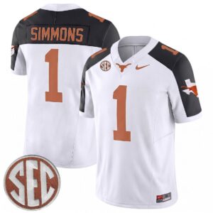 Colin Simmons Texas Longhorns Football White Reverse Limited Jersey w/ SEC Patch - All Stitched