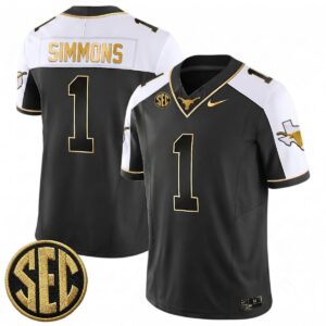 Colin Simmons Texas Longhorns Football Alternate Black Gold Limited Jersey w/ SEC Patch - All Stitched