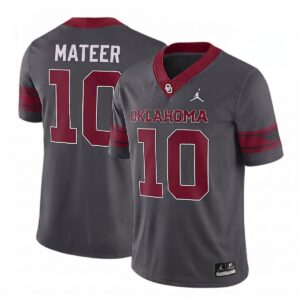 John Mateer Oklahoma Sooners Football Anthracite Alternate Game Jersey - All Stitched