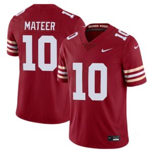 John Mateer Oklahoma Sooners Football Crimson Alternate Game Jersey - All Stitched