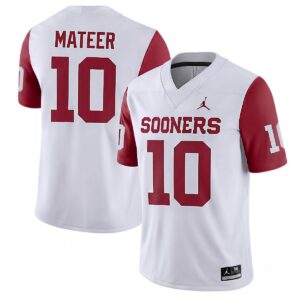 John Mateer Oklahoma Sooners Football Crimson Sleeve Game Jersey - All Stitched