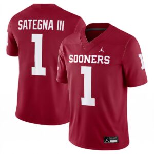 Isaiah Sategna III Oklahoma Sooners Football Crimson Game Jersey - All Stitched