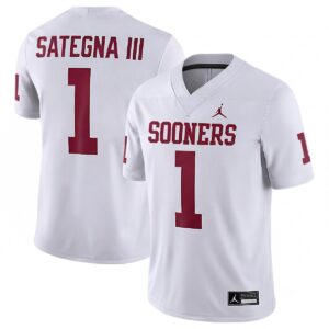 Isaiah Sategna III Oklahoma Sooners Football White Game Jersey - All Stitched