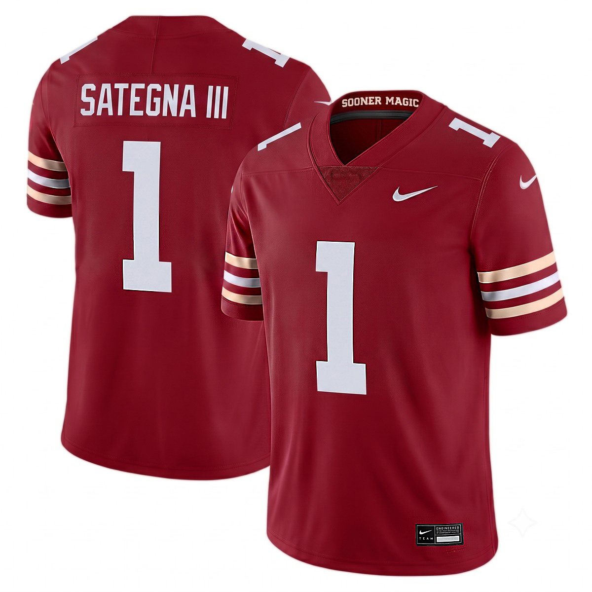 Isaiah Sategna III Oklahoma Sooners Football Crimson Alternate Game Jersey - All Stitched