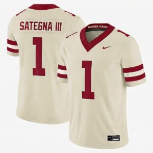 Isaiah Sategna III Oklahoma Sooners Football Cream Alternate Game Jersey - All Stitched