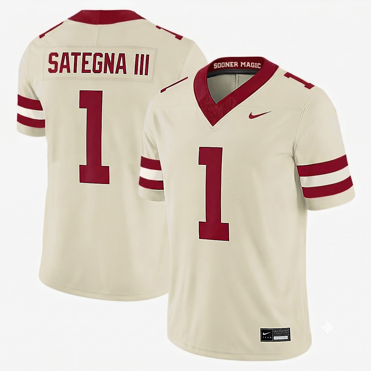 Isaiah Sategna III Oklahoma Sooners Football Cream Alternate Game Jersey - All Stitched