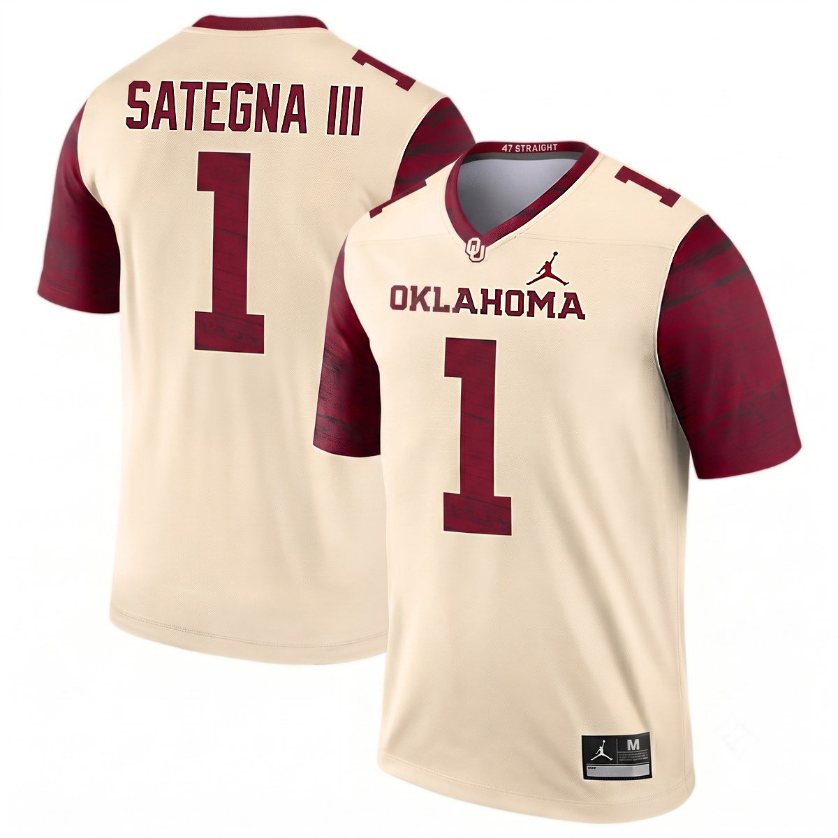 Isaiah Sategna III Oklahoma Sooners Football Cream Legend Jersey - All Stitched