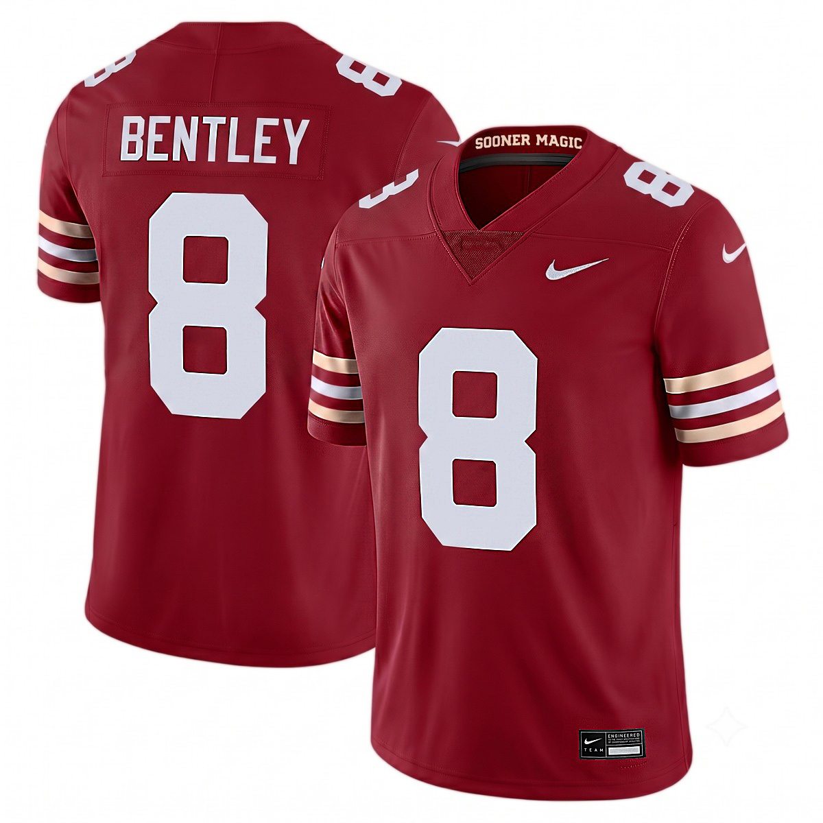 Bowe Bentley Oklahoma Sooners Football Crimson Alternate Game Jersey - All Stitched