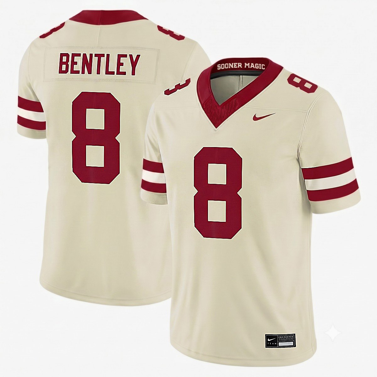 Bowe Bentley Oklahoma Sooners Football Cream Alternate Game Jersey - All Stitched