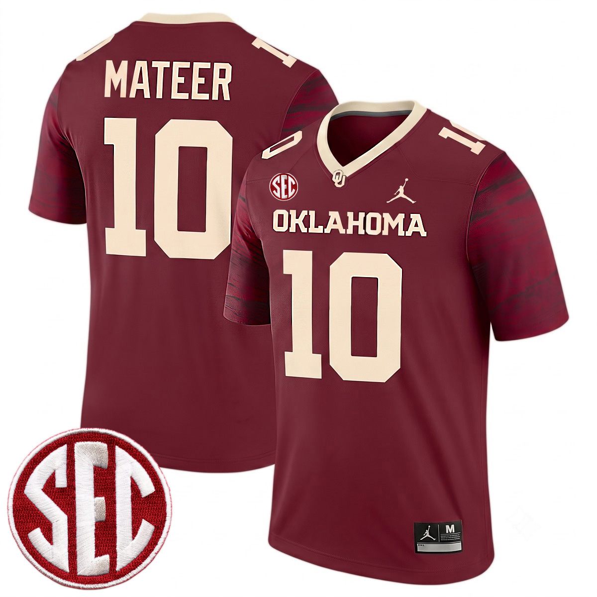 John Mateer Oklahoma Sooners Football Crimson Legend Jersey w/ SEC Patch - All Stitched