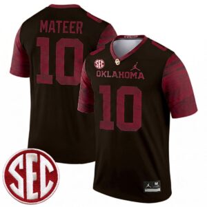 John Mateer Oklahoma Sooners Football Black Legend Jersey w/ SEC Patch - All Stitched