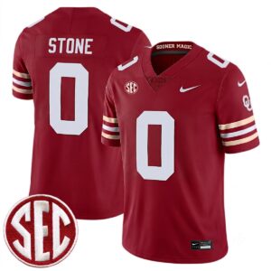 David Stone Oklahoma Sooners Football Crimson Alternate Game Jersey w/ SEC Patch - All Stitched