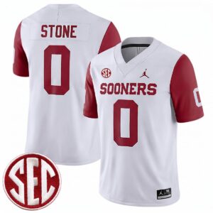 David Stone Oklahoma Sooners Football Crimson Sleeve Game Jersey w/ SEC Patch - All Stitched
