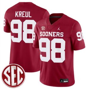 Jake Kreul Oklahoma Sooners Football Crimson Game Jersey w/ SEC Patch - All Stitched