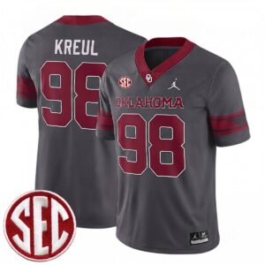 Jake Kreul Oklahoma Sooners Football Anthracite Alternate Game Jersey w/ SEC Patch - All Stitched