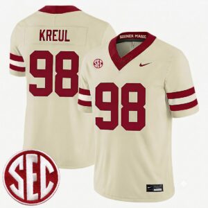 Jake Kreul Oklahoma Sooners Football Cream Alternate Game Jersey w/ SEC Patch - All Stitched