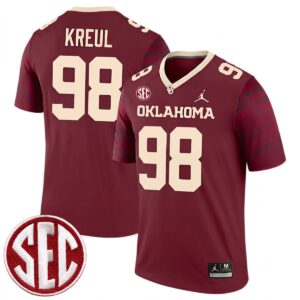 Jake Kreul Oklahoma Sooners Football Crimson Legend Jersey w/ SEC Patch - All Stitched
