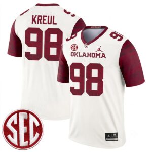 Jake Kreul Oklahoma Sooners Football White Legend Jersey w/ SEC Patch - All Stitched