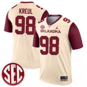 Jake Kreul Oklahoma Sooners Football Cream Legend Jersey w/ SEC Patch - All Stitched