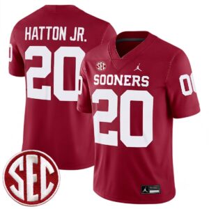 Jonathan Hatton Jr Oklahoma Sooners Football Crimson Game Jersey w/ SEC Patch - All Stitched