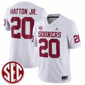 Jonathan Hatton Jr Oklahoma Sooners Football White Game Jersey w/ SEC Patch - All Stitched
