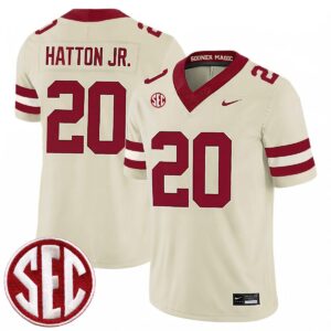 Jonathan Hatton Jr Oklahoma Sooners Football Cream Alternate Game Jersey w/ SEC Patch - All Stitched