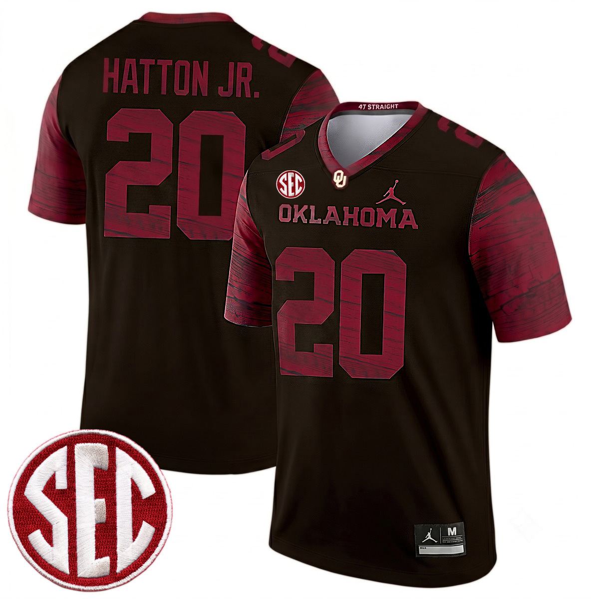 Jonathan Hatton Jr Oklahoma Sooners Football Black Legend Jersey w/ SEC Patch - All Stitched