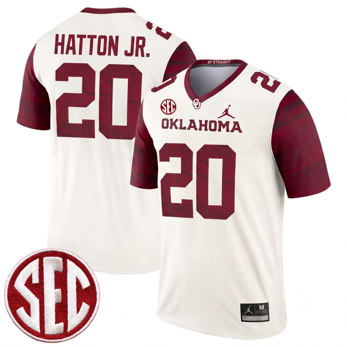 Jonathan Hatton Jr Oklahoma Sooners Football White Legend Jersey w/ SEC Patch - All Stitched