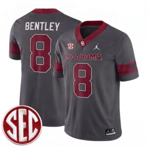 Bowe Bentley Oklahoma Sooners Football Anthracite Alternate Game Jersey w/ SEC Patch - All Stitched