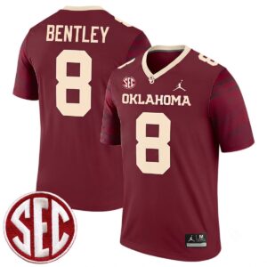 Bowe Bentley Oklahoma Sooners Football Crimson Legend Jersey w/ SEC Patch - All Stitched