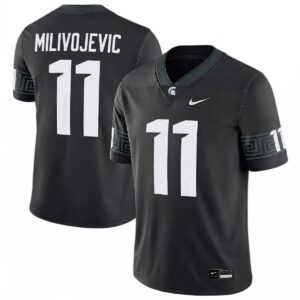 Alessio Milivojevic Michigan Spartans Football Black Game Jersey - All Stitched
