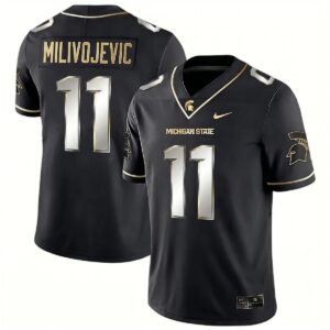 Alessio Milivojevic Michigan Spartans Football Black Gold Jersey - All Stitched
