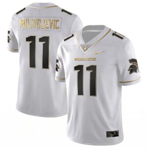 Alessio Milivojevic Michigan Spartans Football White Gold Jersey - All Stitched