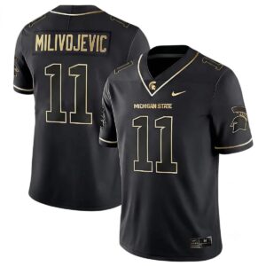 Alessio Milivojevic Michigan Spartans Football Black Gold Limited Jersey - All Stitched