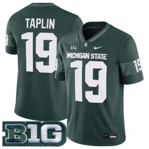 Charles Taplin Michigan Spartans Football Green Game Jersey w/ B1G Patch - All Stitched