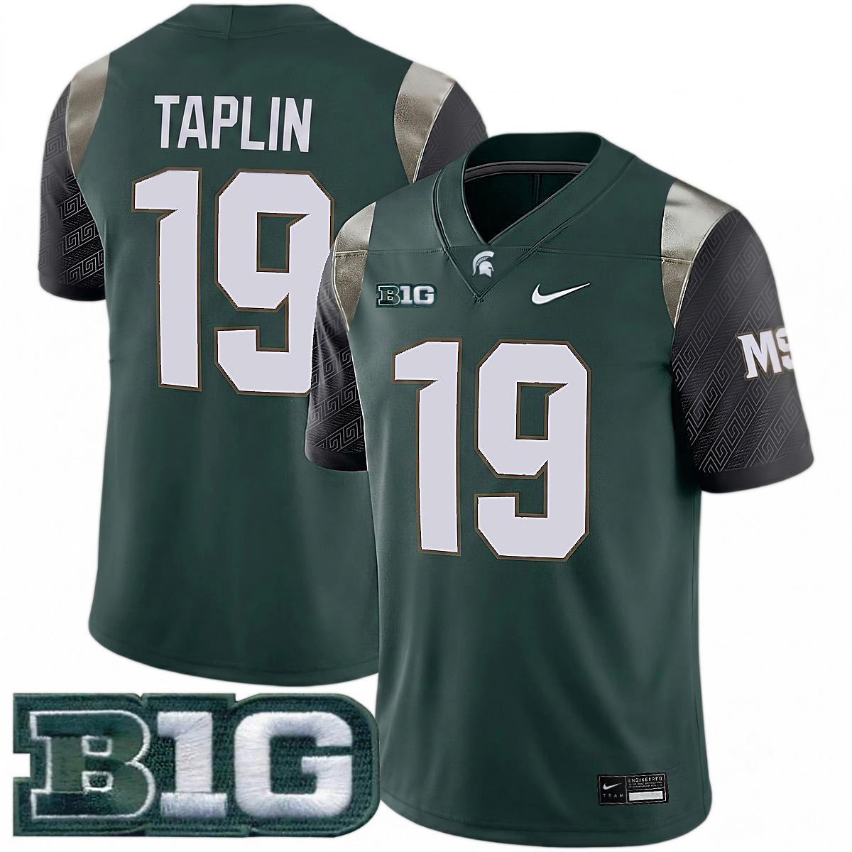 Charles Taplin Michigan Spartans Football Green Limited Jersey w/ B1G Patch - All Stitched