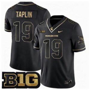 Charles Taplin Michigan Spartans Football Black Gold Limited Jersey w/ B1G Patch - All Stitched