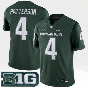 Jaziun Patterson Michigan Spartans Football Green Alternate Game Jersey w/ B1G Patch - All Stitched